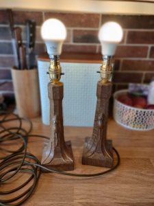 Mouseman Robert Thompson Pair Of Table / Bedside Lamps In Perfect Condition