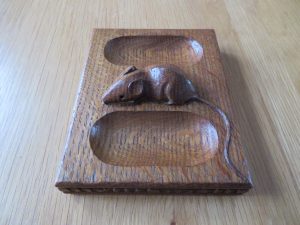 ROBERT MOUSEMAN THOMPSON DARK OAK DOUBLE PIN TRAY