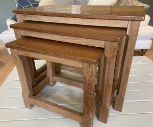 Robert Thompson Mouseman Oak Nested Tables Vintage Antique
